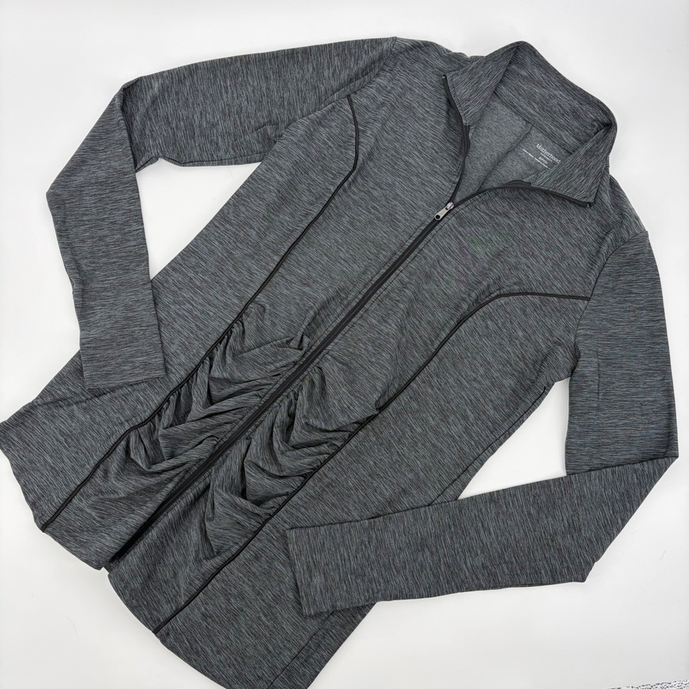Motherhood Maternity Jacket Small Gray Ruched Zip Up Activewear Athleisure Yoga